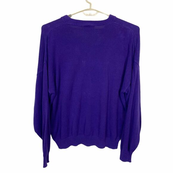 Varsity Sweater Andrew Rohan Mens Purple Long Sleeve Cotton V Neck Size 3XL - Picture 2 of 13